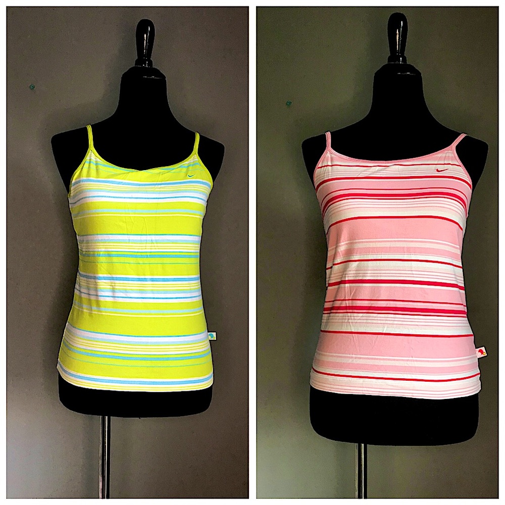 2 Nike Striped Tank Tops Size Large
